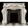 Indoor white natural marble stone fireplace for home decorative